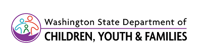 Logo of the Washington State Department of Children, Youth & Families with abstract figures and text. ChildrensHavenSilverdale.com